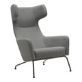 Fauteuil lounge ailé moderne rembourré avec silhouette dynamique arrondie pour salon