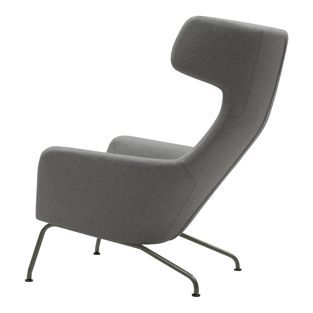 Fauteuil lounge ailé moderne rembourré avec silhouette dynamique arrondie pour salon