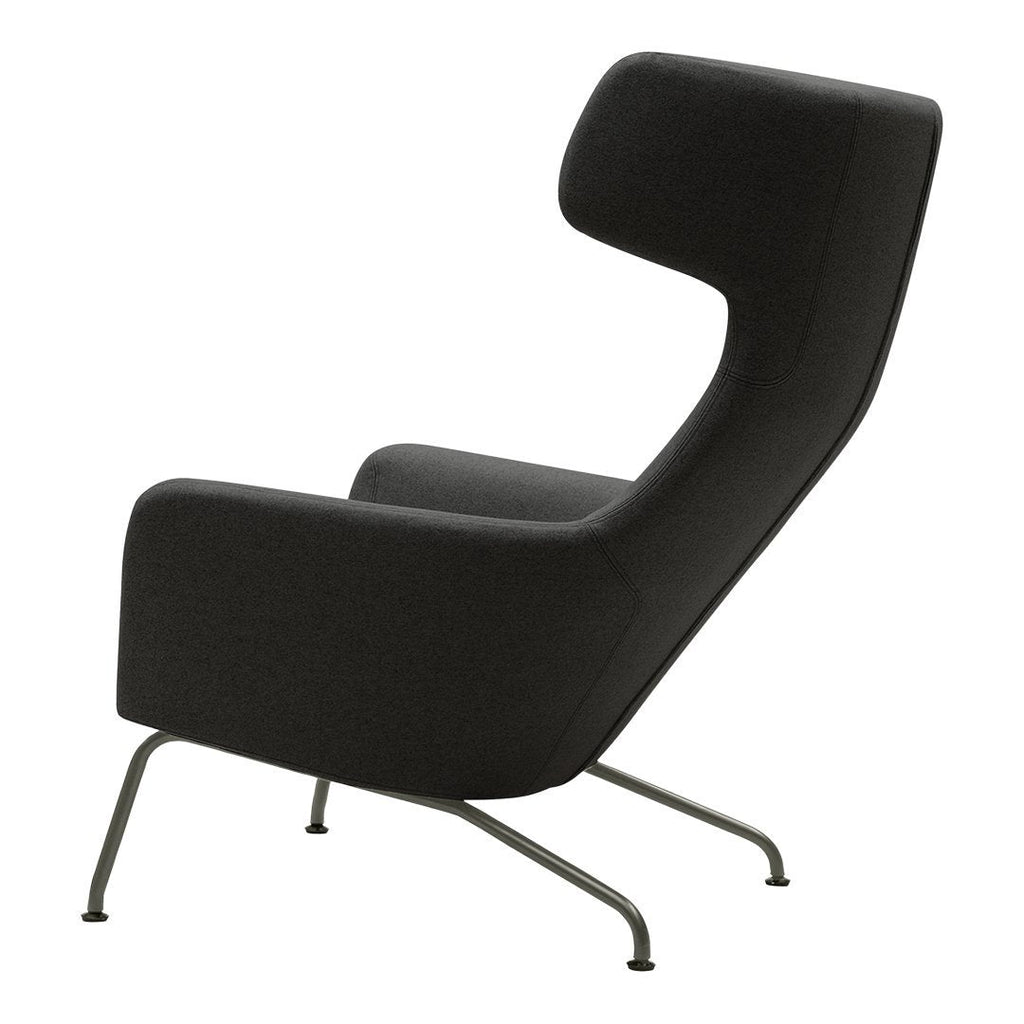 Fauteuil lounge ailé moderne rembourré avec silhouette dynamique arrondie pour salon