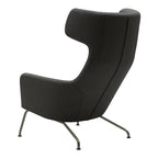 Fauteuil lounge ailé moderne rembourré avec silhouette dynamique arrondie pour salon
