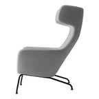 Fauteuil lounge ailé moderne rembourré avec silhouette dynamique arrondie pour salon