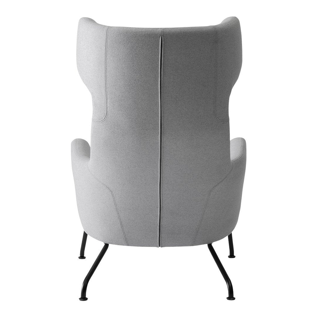 Fauteuil lounge ailé moderne rembourré avec silhouette dynamique arrondie pour salon