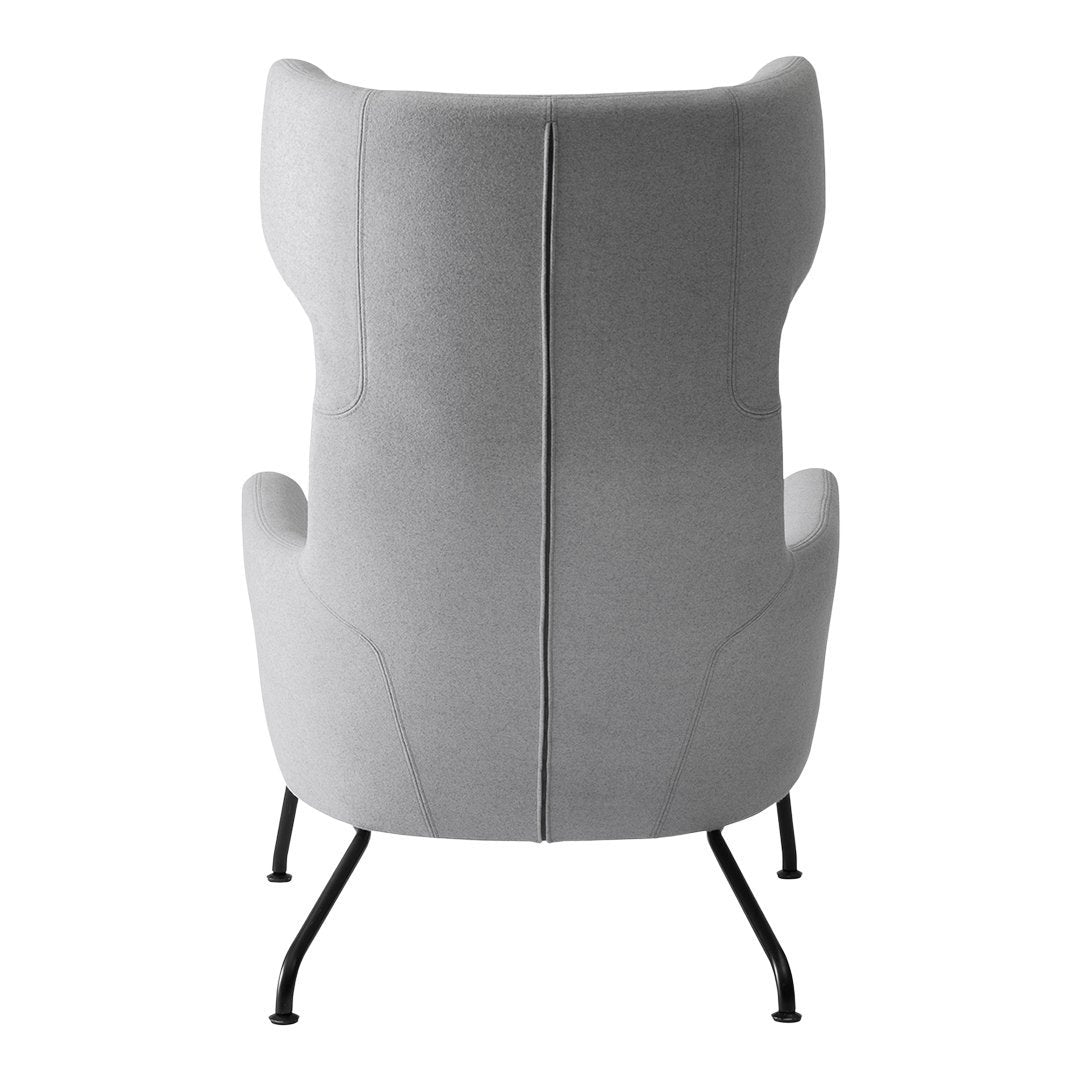 Fauteuil lounge ailé moderne rembourré avec silhouette dynamique arrondie pour salon