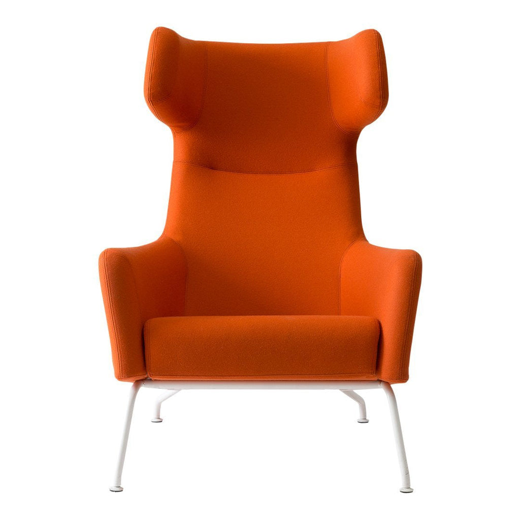 Fauteuil lounge ailé moderne rembourré avec silhouette dynamique arrondie pour salon