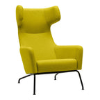 Fauteuil lounge ailé moderne rembourré avec silhouette dynamique arrondie pour salon