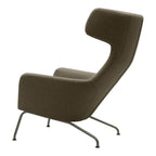 Fauteuil lounge ailé moderne rembourré avec silhouette dynamique arrondie pour salon