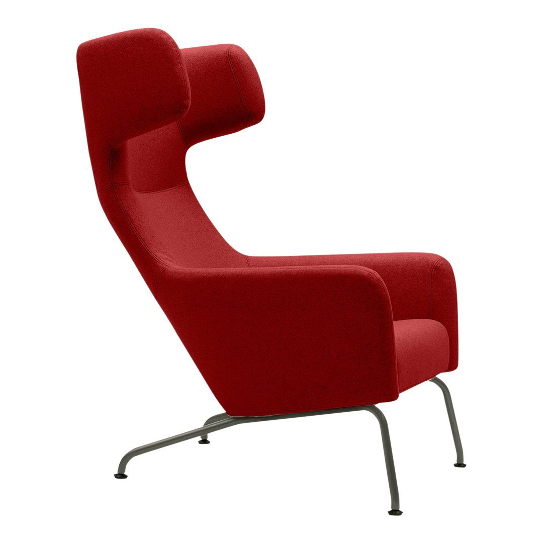 Fauteuil lounge ailé moderne rembourré avec silhouette dynamique arrondie pour salon