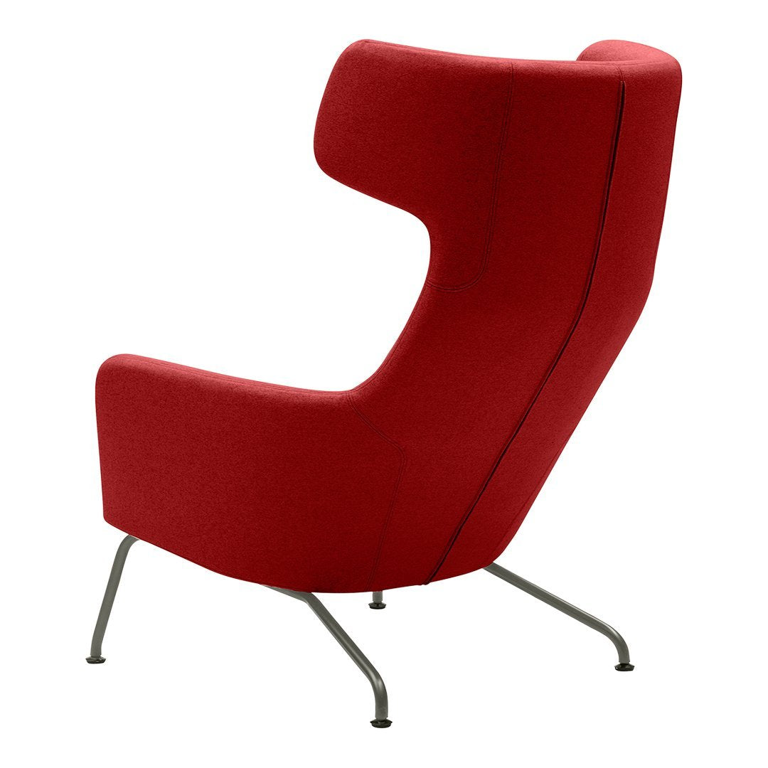 Fauteuil lounge ailé moderne rembourré avec silhouette dynamique arrondie pour salon