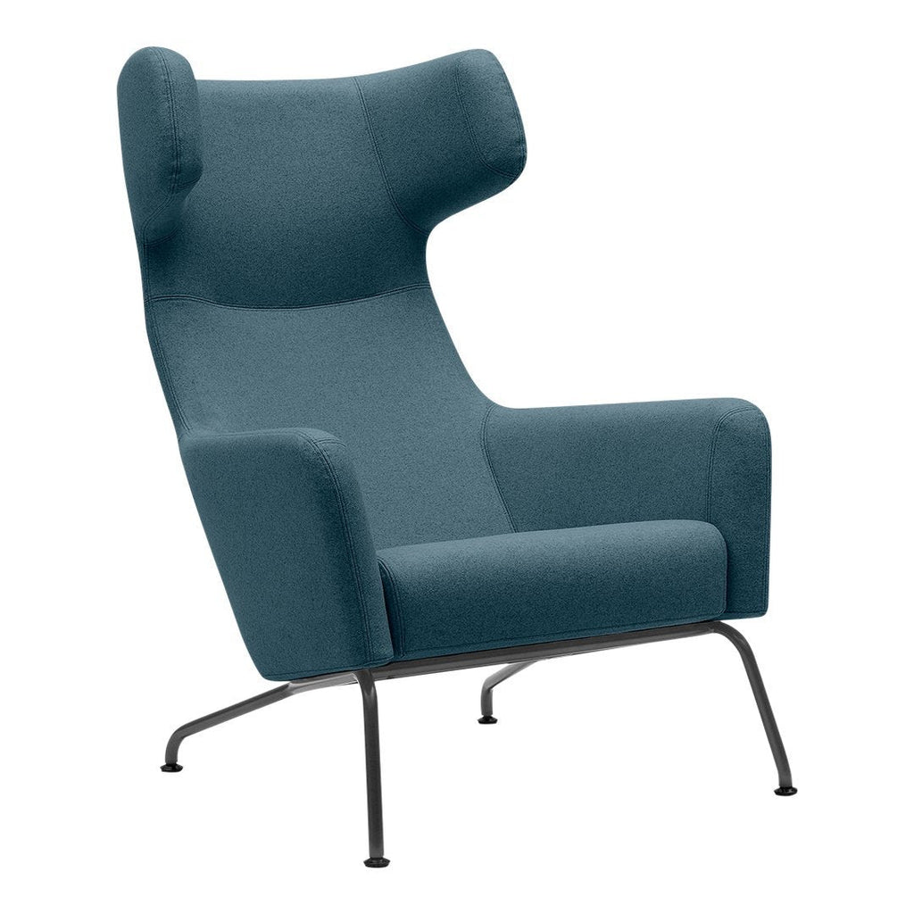 Fauteuil lounge ailé moderne rembourré avec silhouette dynamique arrondie pour salon