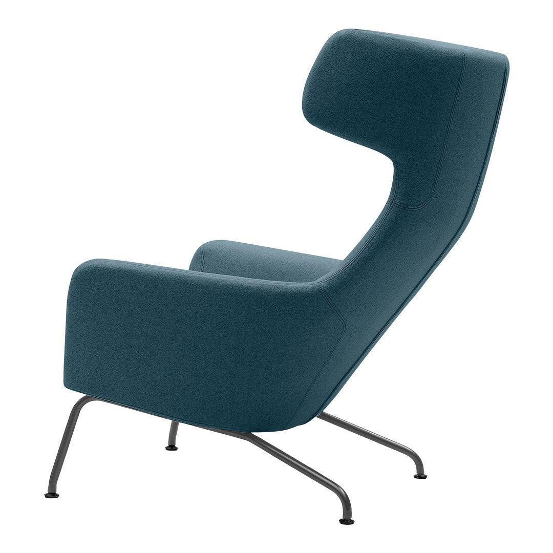 Fauteuil lounge ailé moderne rembourré avec silhouette dynamique arrondie pour salon