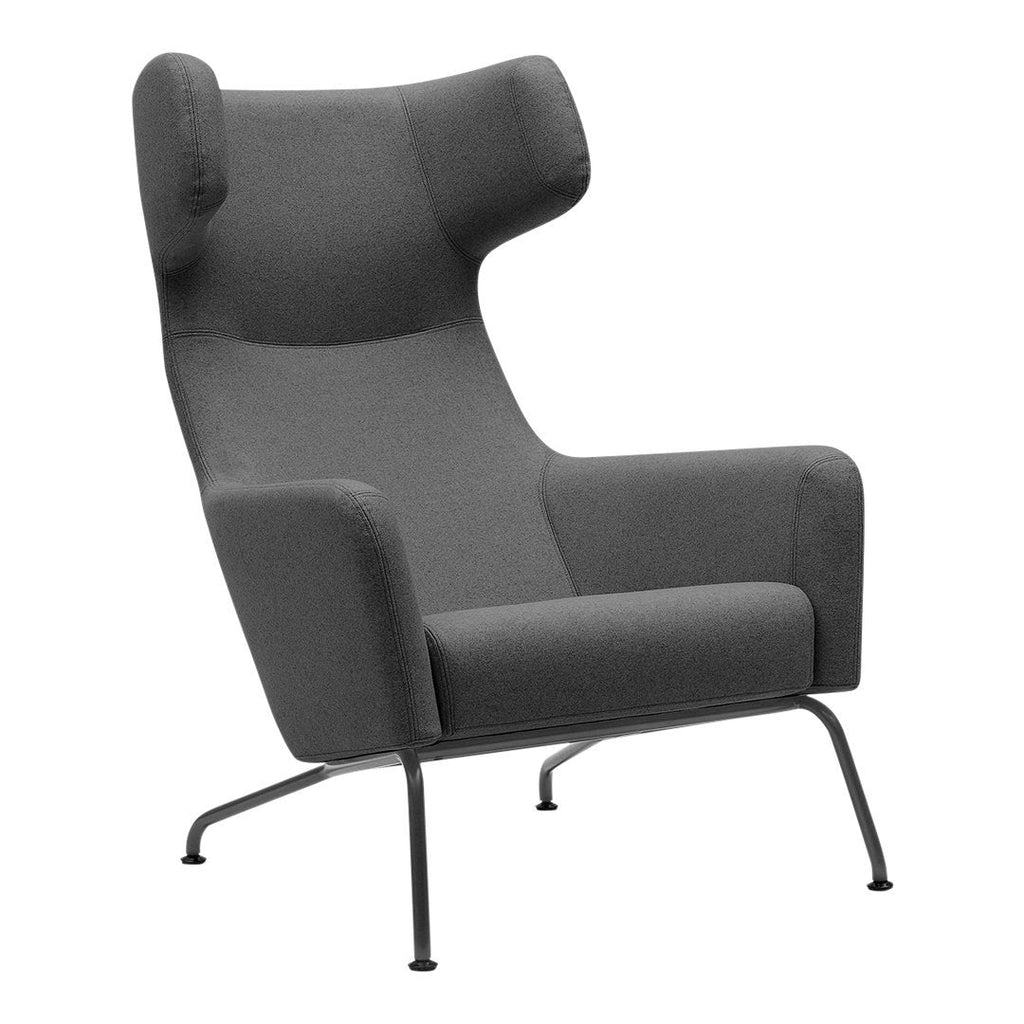 Fauteuil lounge ailé moderne rembourré avec silhouette dynamique arrondie pour salon