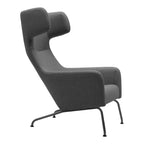 Fauteuil lounge ailé moderne rembourré avec silhouette dynamique arrondie pour salon