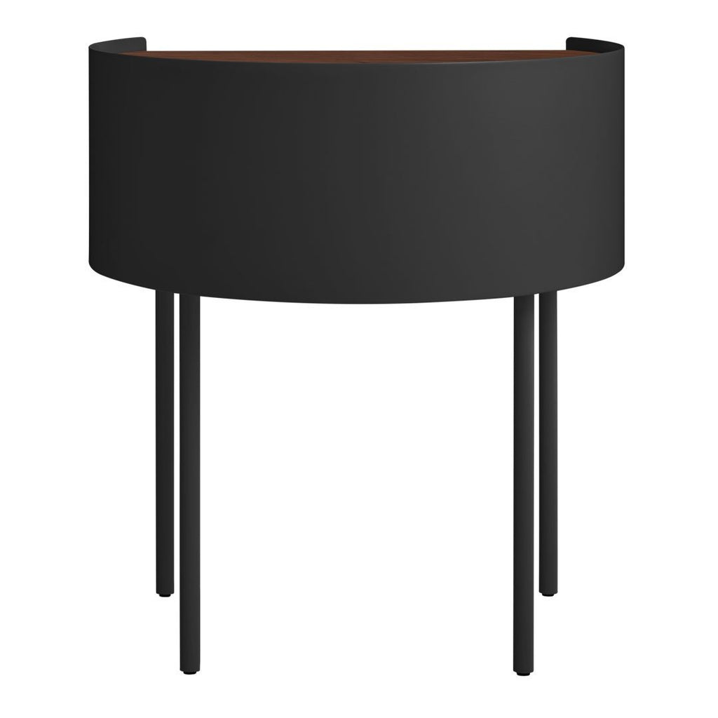 Table d'appoint moderne en acier et bois avec rangement dissimulé pour salon
