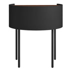 Table d'appoint moderne en acier et bois avec rangement dissimulé pour salon