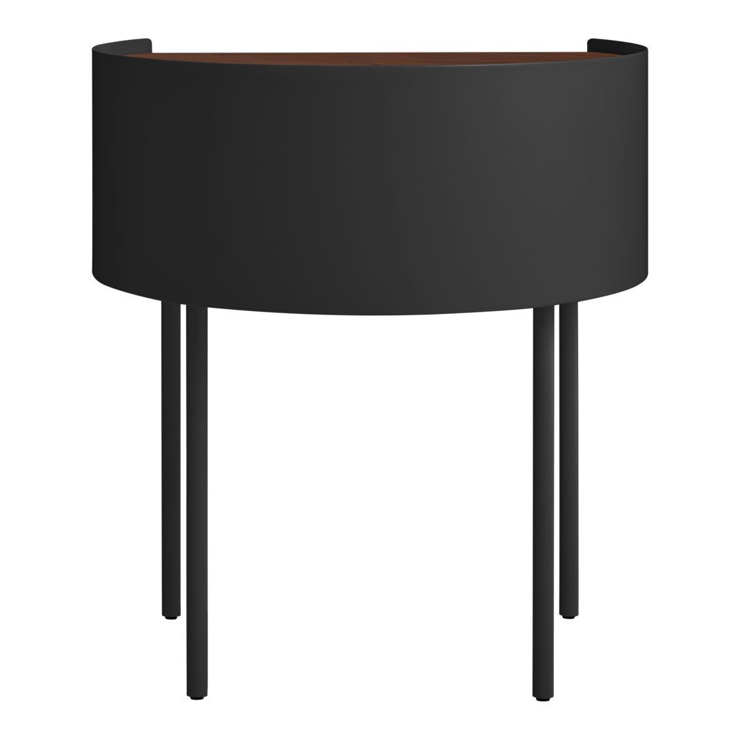 Table d'appoint moderne en acier et bois avec rangement dissimulé pour salon