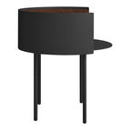 Table d'appoint moderne en acier et bois avec rangement dissimulé pour salon