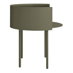 Table d'appoint moderne en acier et bois avec rangement dissimulé pour salon