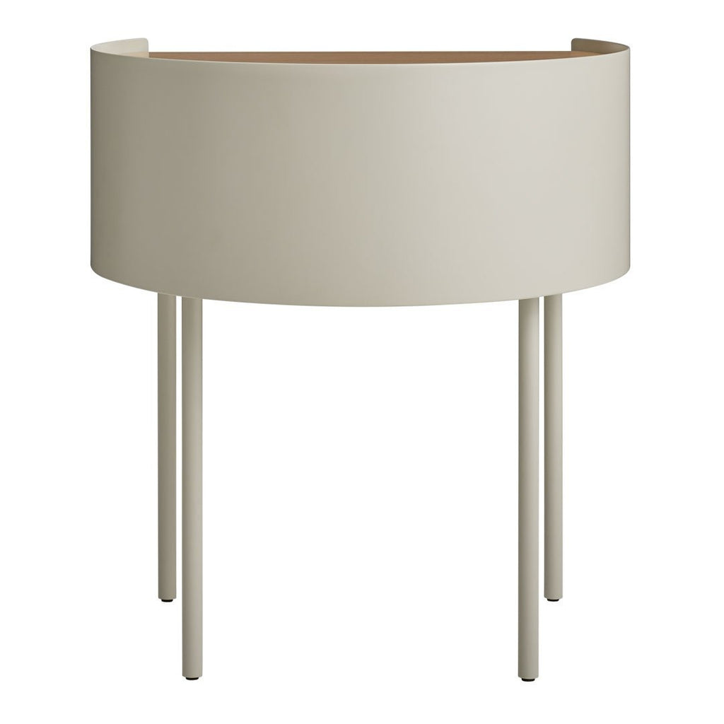 Table d'appoint moderne en acier et bois avec rangement dissimulé pour salon