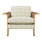 Fauteuil club contemporain en noyer et bois courbé avec revêtement en tissu ou en cuir pour salon