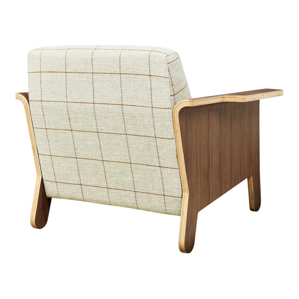 Fauteuil club contemporain en noyer et bois courbé avec revêtement en tissu ou en cuir pour salon