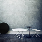 Table d'appoint scandinave en métal pour canapé avec cadre équilibré inspiré du nénuphar pour salon