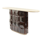 Console en bois laqué et carreaux de terre cuite avec piètement hexagonal sculptural pour couloir