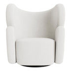 Fauteuil de salon pivotant entièrement rembourré Art Déco avec structure bloc volumineuse pour salon