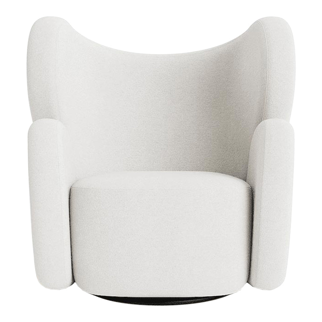 Fauteuil de salon pivotant entièrement rembourré Art Déco avec structure bloc volumineuse pour salon