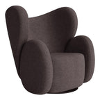 Fauteuil de salon pivotant entièrement rembourré Art Déco avec structure bloc volumineuse pour salon