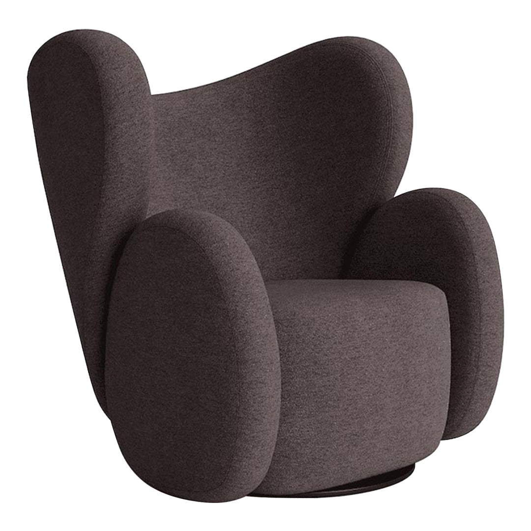 Fauteuil de salon pivotant entièrement rembourré Art Déco avec structure bloc volumineuse pour salon