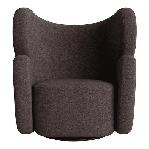 Fauteuil de salon pivotant entièrement rembourré Art Déco avec structure bloc volumineuse pour salon
