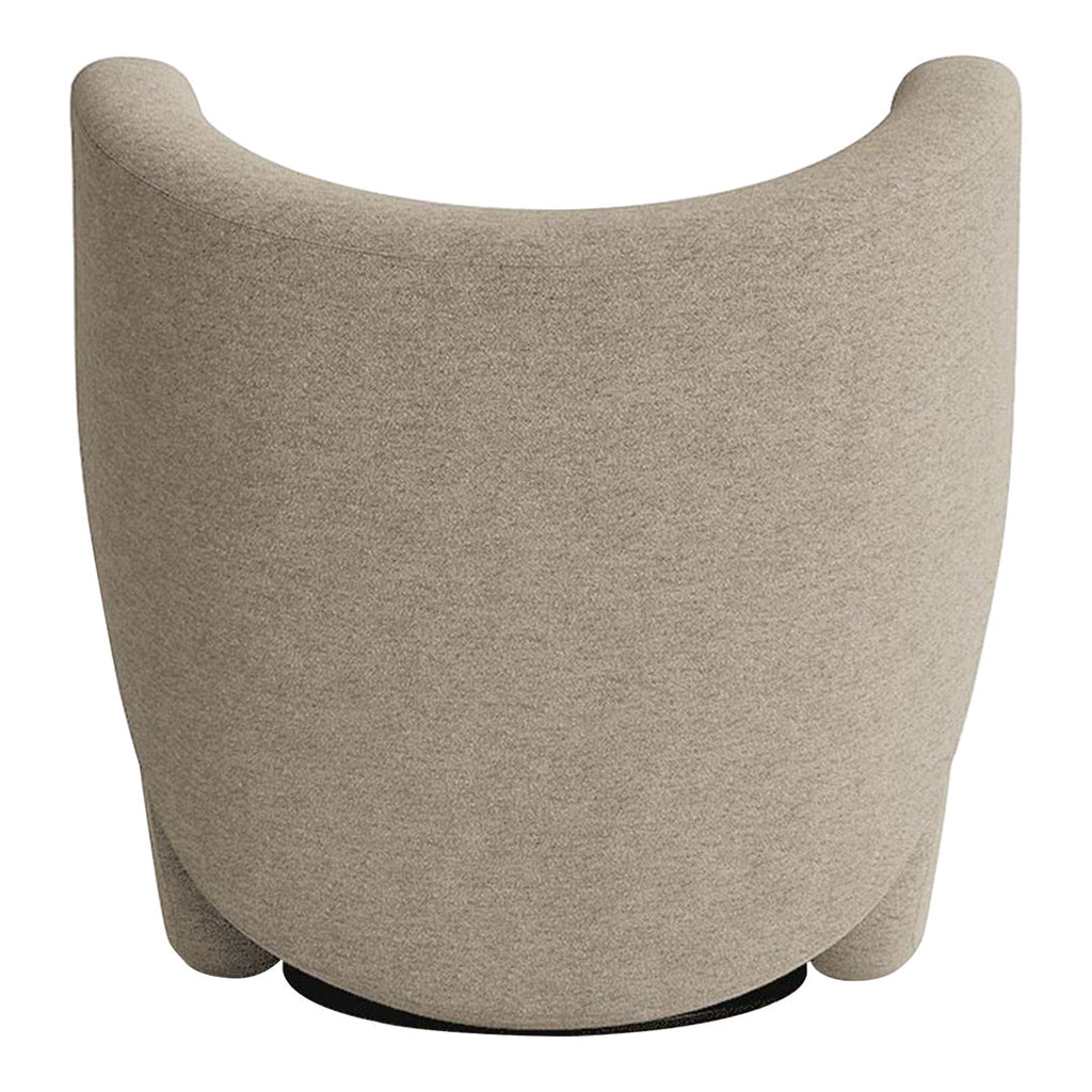 Fauteuil de salon pivotant entièrement rembourré Art Déco avec structure bloc volumineuse pour salon