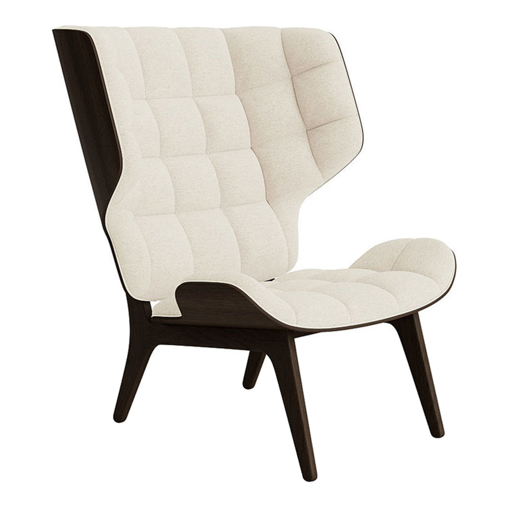 Fauteuil scandinave à haut dossier en chêne massif et placage stratifié pour salon
