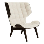 Fauteuil scandinave à haut dossier en chêne massif et placage stratifié pour salon