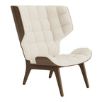 Fauteuil scandinave à haut dossier en chêne massif et placage stratifié pour salon