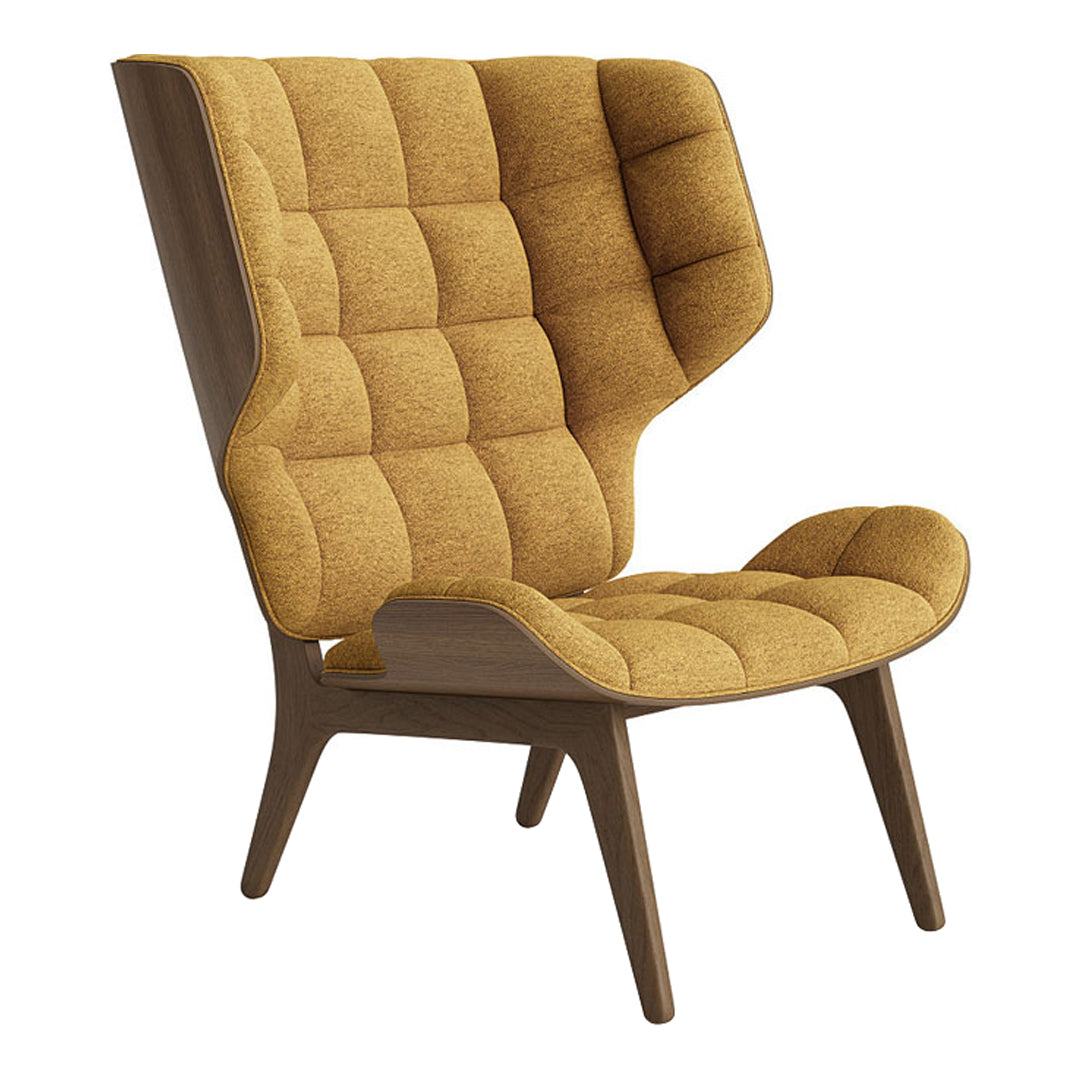 Fauteuil scandinave à haut dossier en chêne massif et placage stratifié pour salon