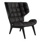 Fauteuil scandinave à haut dossier en chêne massif et placage stratifié pour salon