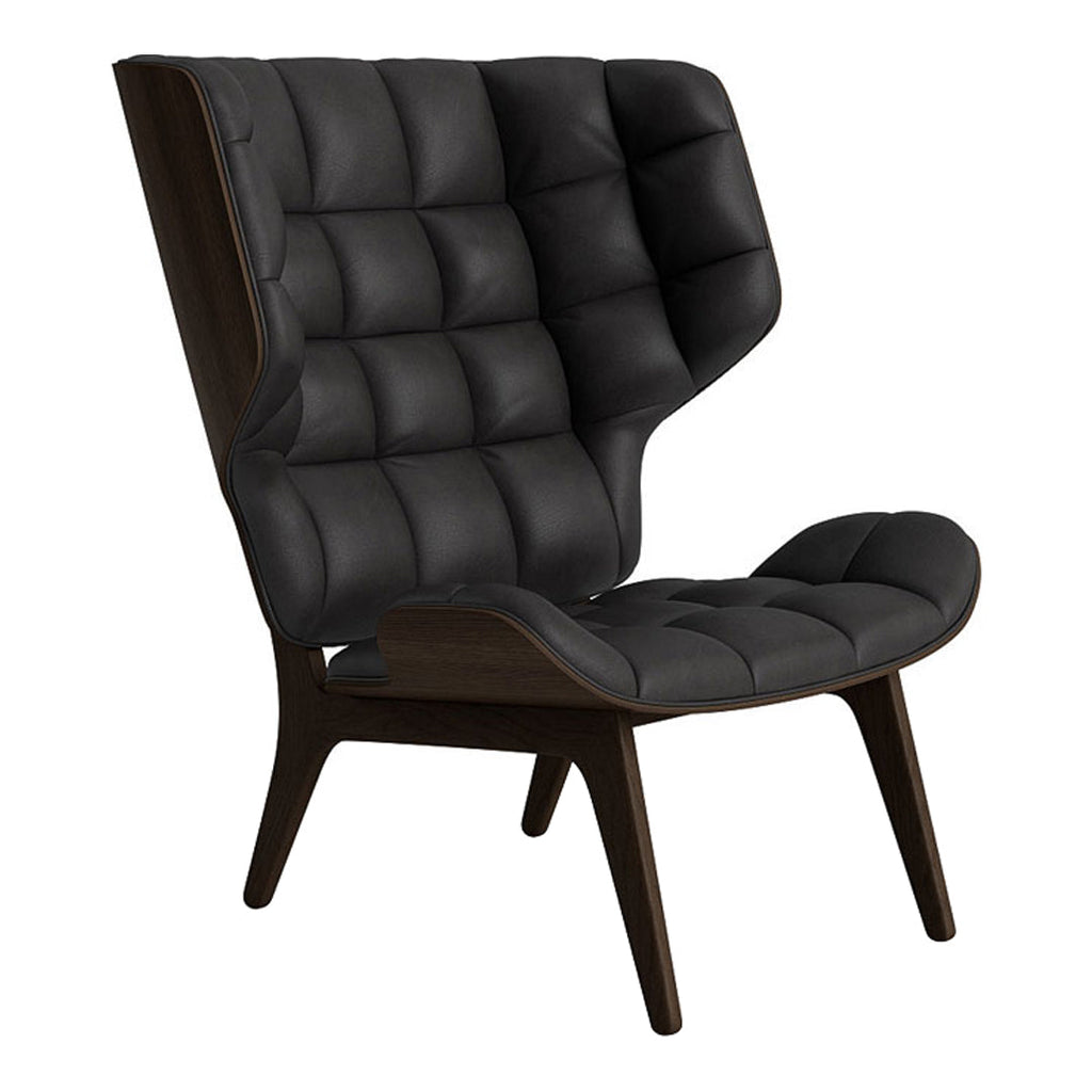 Fauteuil scandinave à haut dossier en chêne massif et placage stratifié pour salon