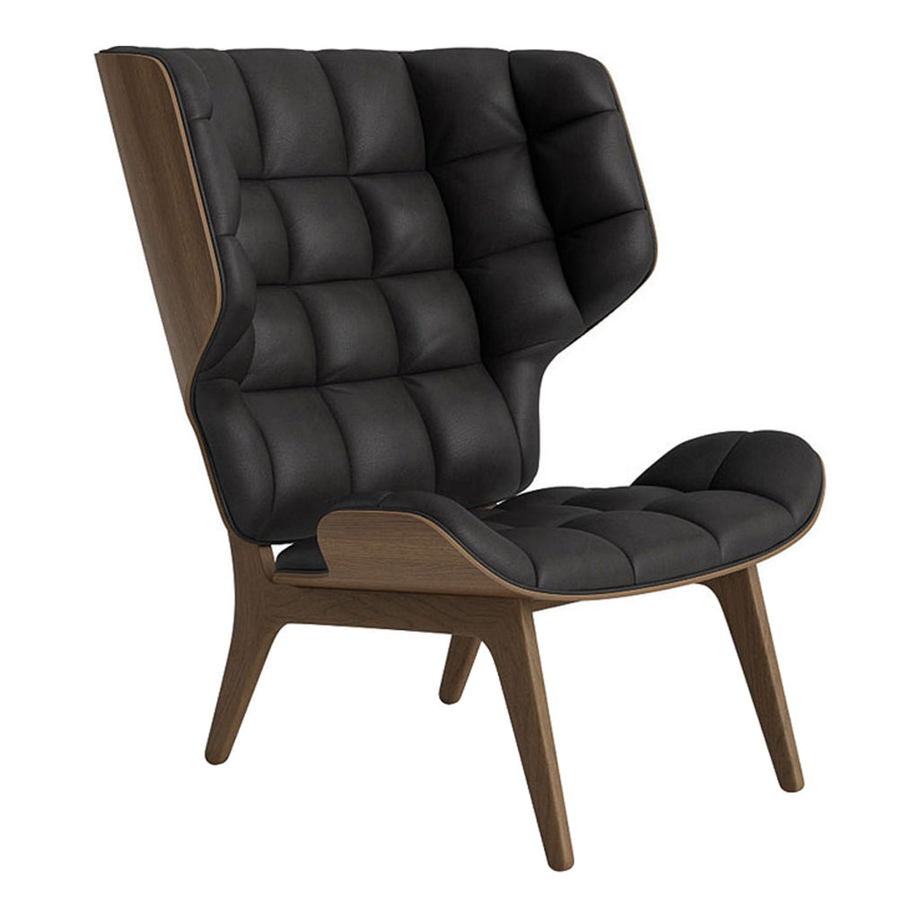 Fauteuil scandinave à haut dossier en chêne massif et placage stratifié pour salon