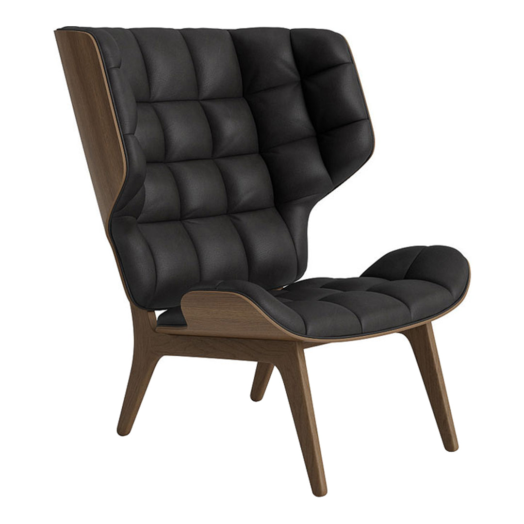 Fauteuil scandinave à haut dossier en chêne massif et placage stratifié pour salon