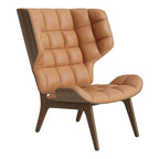 Fauteuil scandinave à haut dossier en chêne massif et placage stratifié pour salon