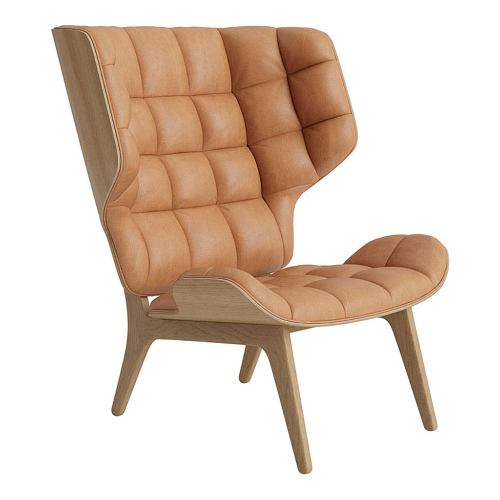 Fauteuil scandinave à haut dossier en chêne massif et placage stratifié pour salon
