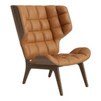 Fauteuil scandinave à haut dossier en chêne massif et placage stratifié pour salon
