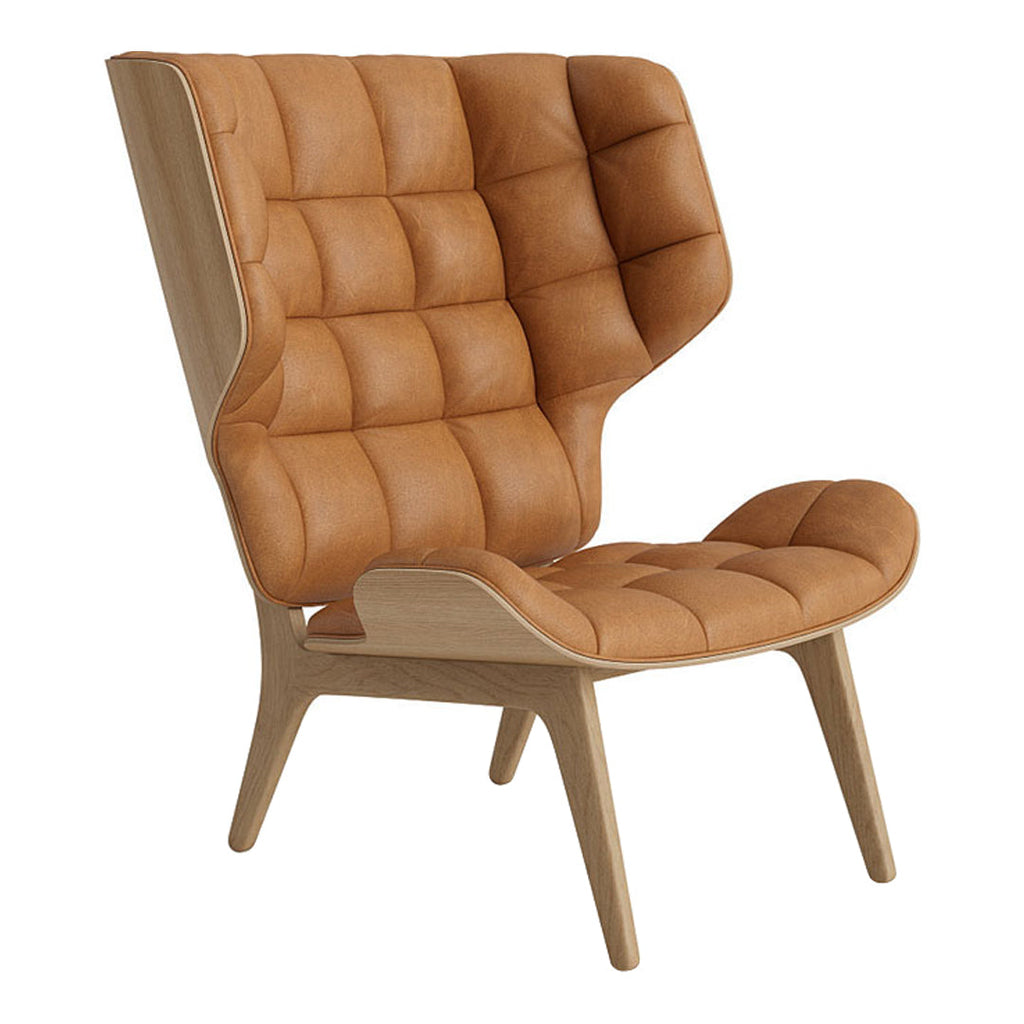 Fauteuil scandinave à haut dossier en chêne massif et placage stratifié pour salon
