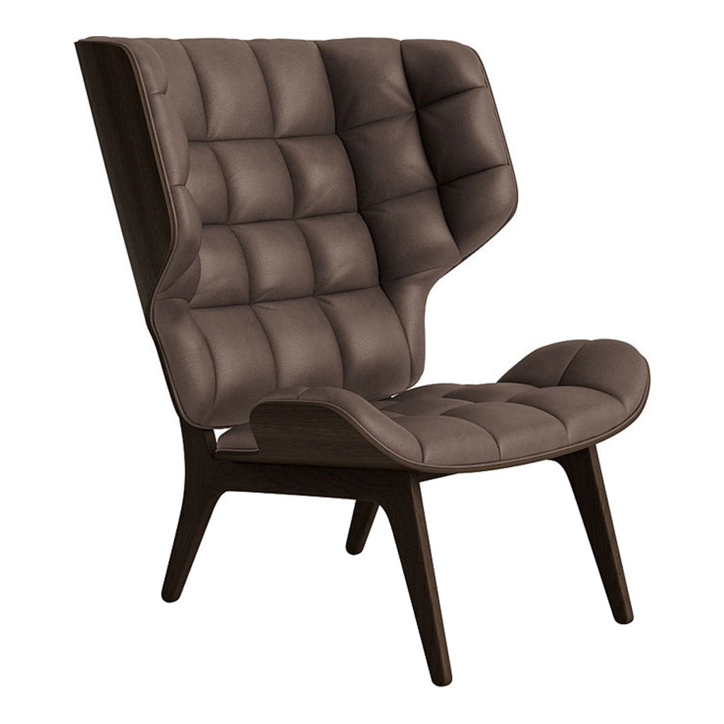 Fauteuil scandinave à haut dossier en chêne massif et placage stratifié pour salon