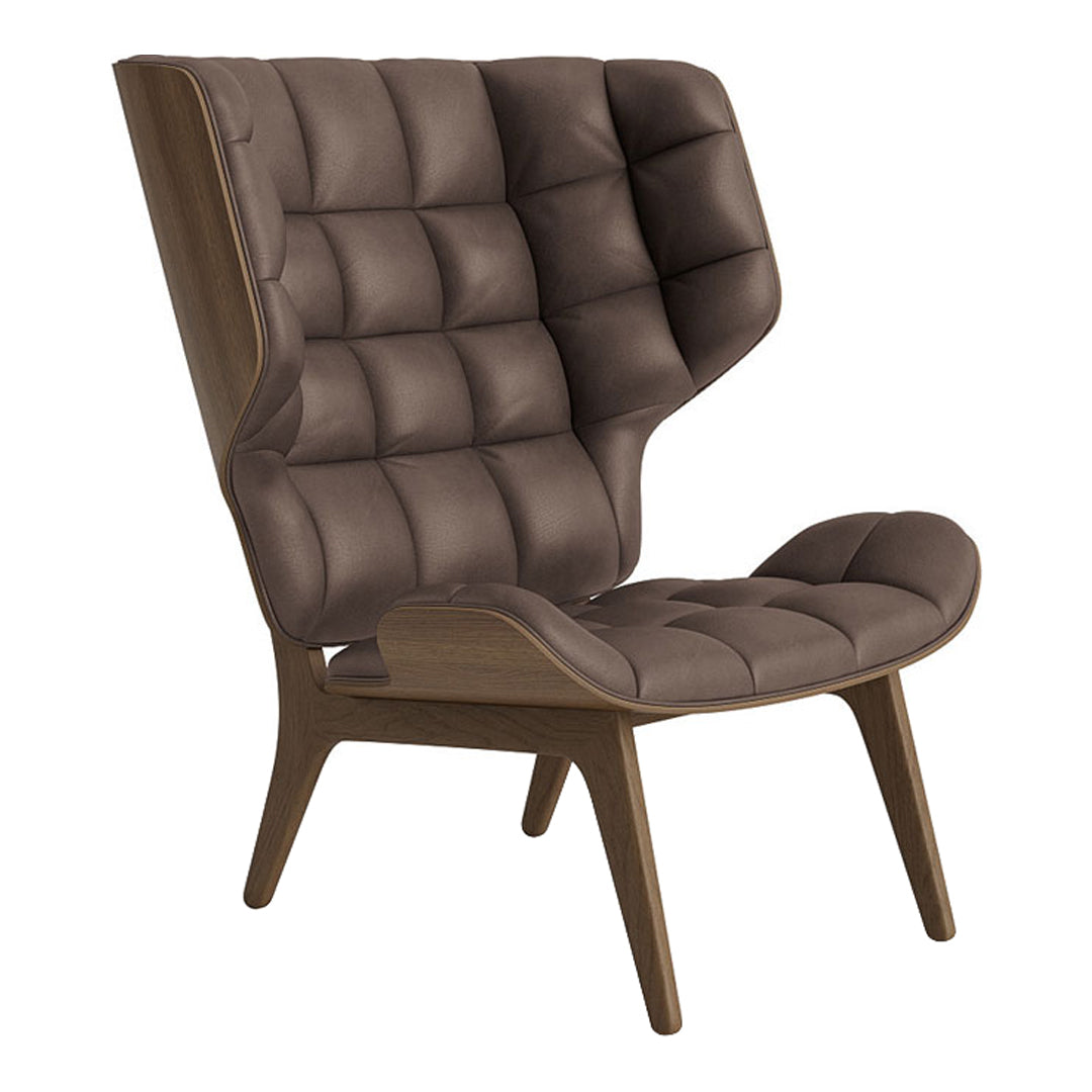 Fauteuil scandinave à haut dossier en chêne massif et placage stratifié pour salon