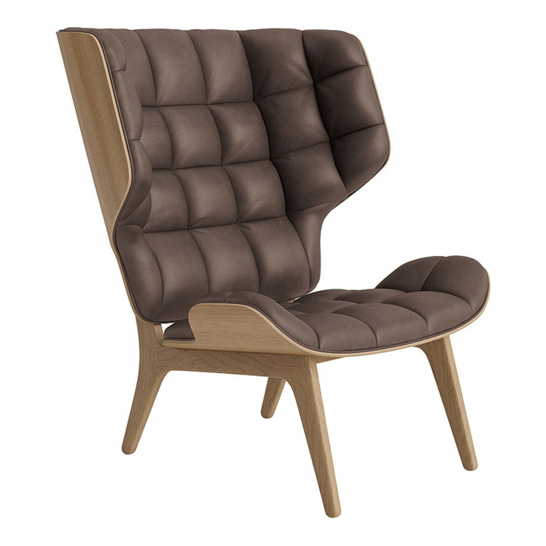 Fauteuil scandinave à haut dossier en chêne massif et placage stratifié pour salon