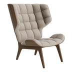 Fauteuil scandinave à haut dossier en chêne massif et placage stratifié pour salon
