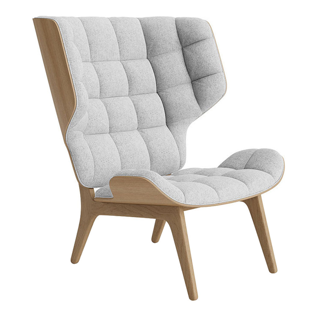 Fauteuil scandinave à haut dossier en chêne massif et placage stratifié pour salon