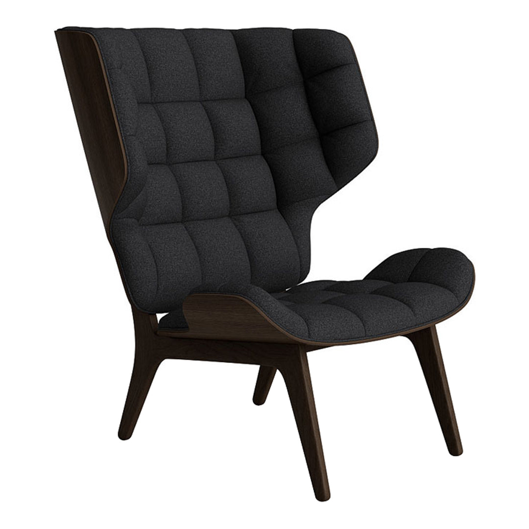 Fauteuil scandinave à haut dossier en chêne massif et placage stratifié pour salon